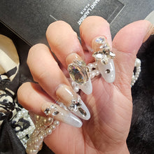 Load image into Gallery viewer, Refined RadLong Almond Press-On Nails with Crystal Embellishmentsiance

