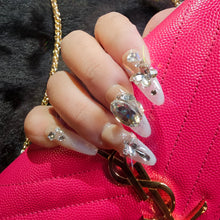 Load image into Gallery viewer, Refined RadLong Almond Press-On Nails with Crystal Embellishmentsiance
