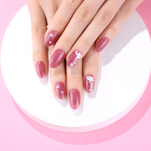 Load image into Gallery viewer, 24pcs Reusable Short 3D Floral Rhinestone Stick-on/press on/ False Nails
