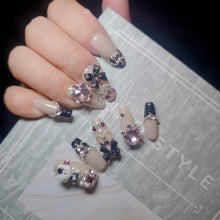 Load image into Gallery viewer, Chic Hello Kitty press-on nails with sparkling embellishments
