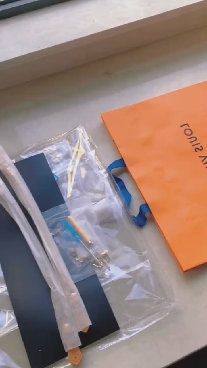 Louis Vuitton Empty Paper Shopping Gift Bag Tote Orange